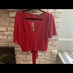 Express red crop top blouse